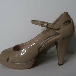 Franco Sarto "Sulu" Women's Size 9 Nude Patent Leather Cut-Out High 4" Heels